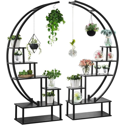 Indoor Plants Stand 2 Pcs 6 Tier Tall Metal Indoor Plant Stand Shelf Flowerpot Holder Multi-level Outdoor Furniture - My Store