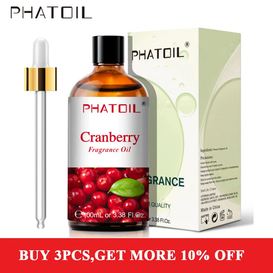 Phatoil Cranberry Fragrance Oil 100ML Essential Oil for Candle Soap Making Blueberry Cucumber Melon Green Apple Coconut Vanilla - My Store