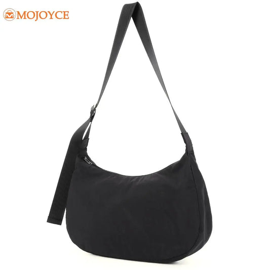 Women Nylon Crescent Crossbody Bag High Quality Simple Shoulder Bag Large Capacity Handbag for Ladies Solid Color Casual Satchel - GingerSnap Stylez