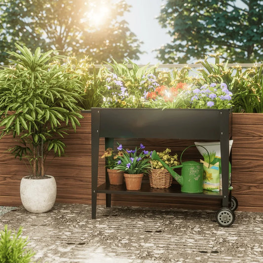 Vineego Raised Garden Bed with Legs, Mobile Planter Box Elevated on Wheels Portable Planter Cart for Vegetable Herbs Potted - My Store