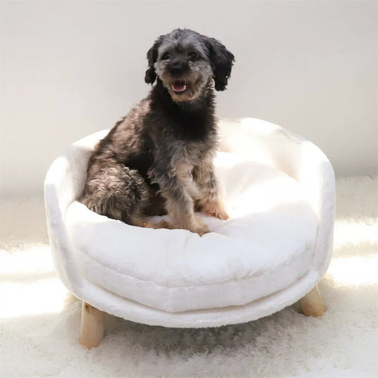 Pet Sofa Bed Raised Cat Chair Small Dog Couch Bed Removable Cushion Sleep House - My Store